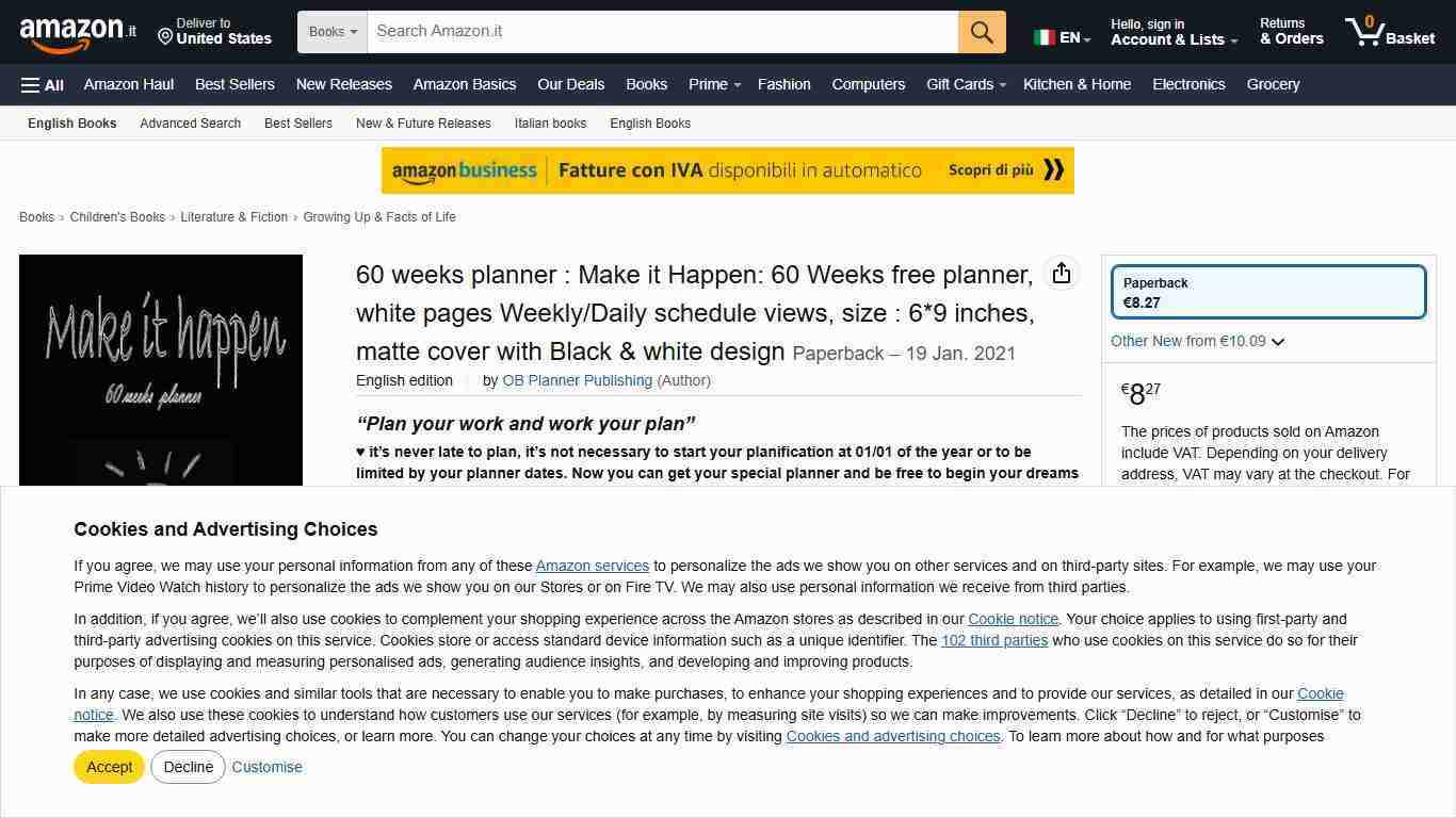 60 weeks planner : Make it Happen: 60 Weeks free planner, white pages Weekly/Daily schedule views, size : 6*9 inches, matte cover with Black & white design : Publishing, OB Planner: Amazon.it: Books